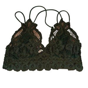 Hummingbird Womens Lace Bralette Size Small Green Wire Free